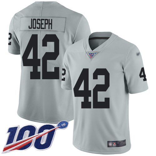 Men Oakland Raiders Limited Silver Karl Joseph Jersey NFL Football #42 100th Season Inverted Legend Jersey